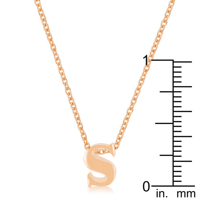 Covetable Icon Classic Line Rose Gold Finish Initial S Pendant - Friggin Jewelry Fashion