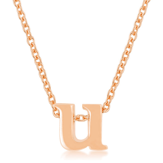 Magnetic Spark Modern Icon Rosegold Finish Initial U Pendant - Friggin Jewelry Fashion