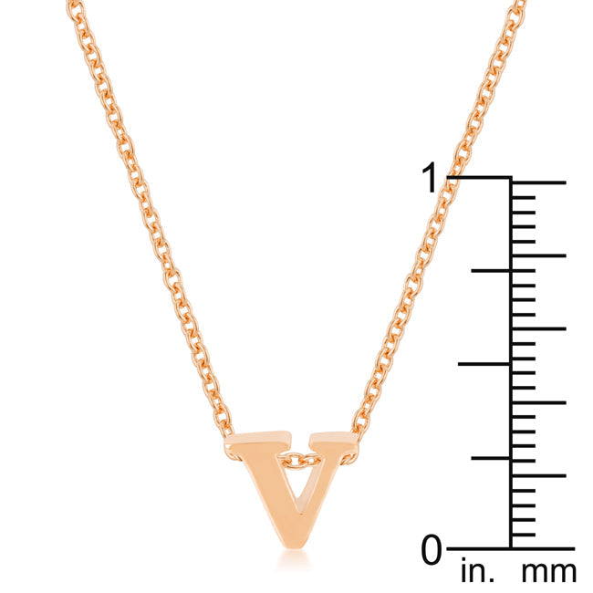Bold Obsession Signature Line Rose Gold Finish Initial V Pendant - Friggin Jewelry Fashion
