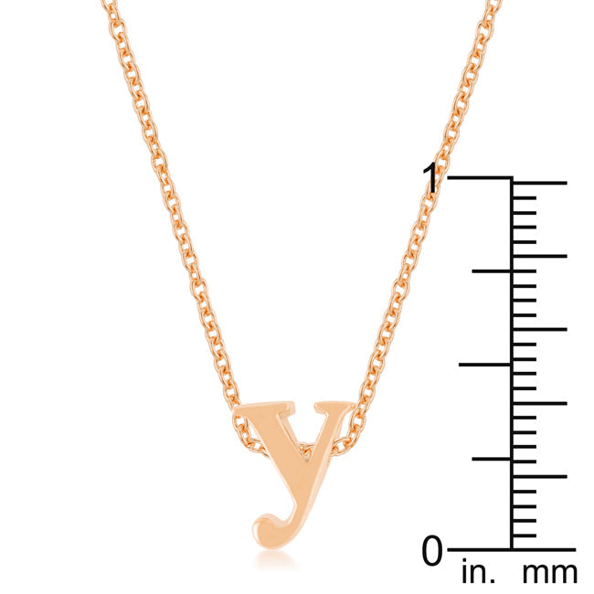 Couture Whisper Signature Line Rose Gold Finish Initial Y Pendant - Friggin Jewelry Fashion