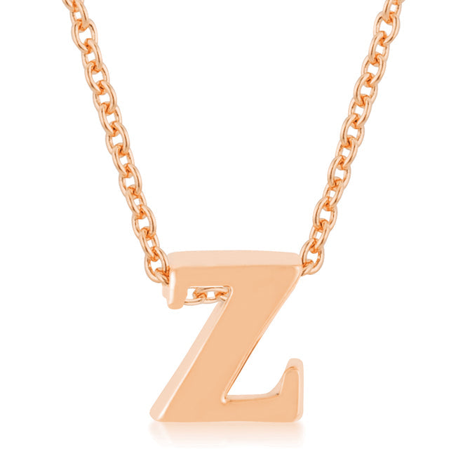 Classic Form Contemporary Edit Rose Gold Finish Initial Z Pendant - Friggin Jewelry Fashion