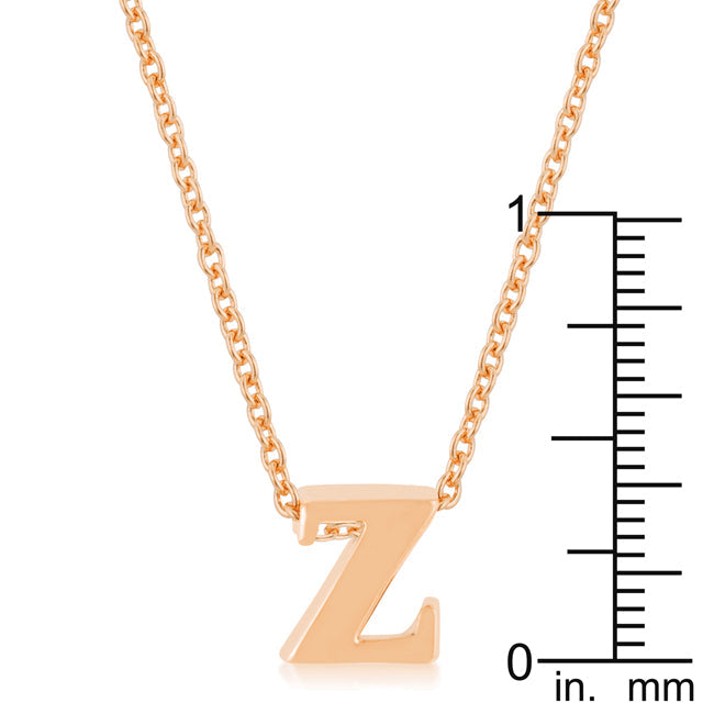 Classic Form Contemporary Edit Rose Gold Finish Initial Z Pendant - Friggin Jewelry Fashion