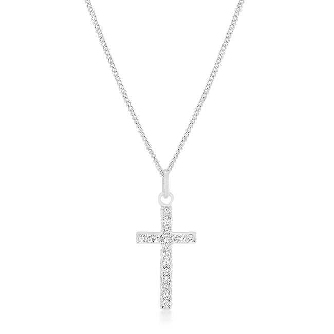 Everyday Whisper Icon Edit Simple Rhodium Plated Cross Pendant - Friggin Jewelry Fashion