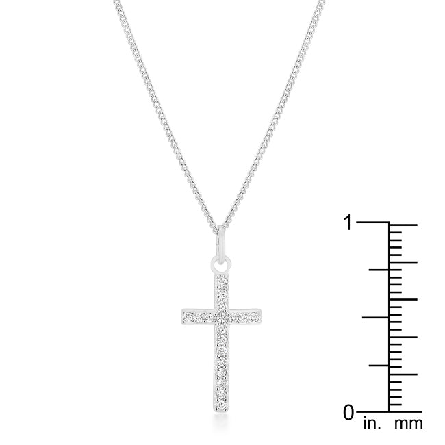 Everyday Whisper Icon Edit Simple Rhodium Plated Cross Pendant - Friggin Jewelry Fashion