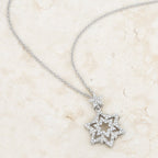 Classic Line Sculpted Edit Stella 0.3ct CZ Rhodium Star Drop Necklace - Friggin Jewelry Fashion