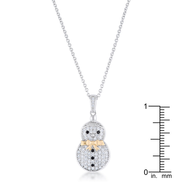 Tempting Edge Couture Line .35 ct CZ Two-Tone Snowman Pave Holiday Pendant - Friggin Jewelry Fashion Winter