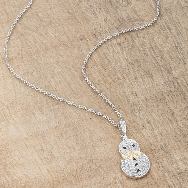 Tempting Edge Couture Line .35 ct CZ Two-Tone Snowman Pave Holiday Pendant - Friggin Jewelry Fashion Winter