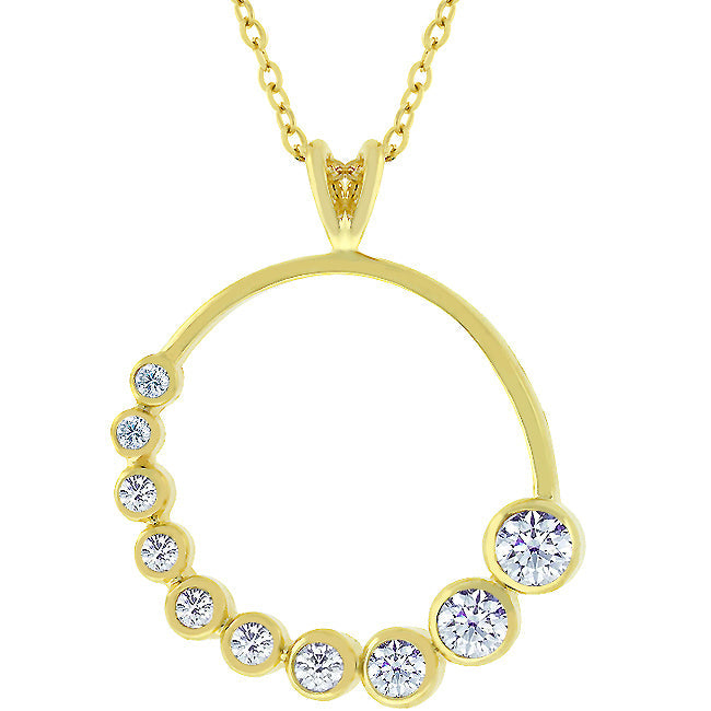Fresh Spark Signature Icon Golden Graduated Cubic Zirconia Circle Pendant - Friggin Jewelry Fashion