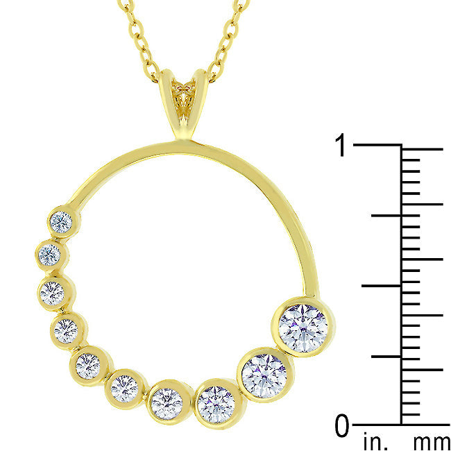 Fresh Spark Signature Icon Golden Graduated Cubic Zirconia Circle Pendant - Friggin Jewelry Fashion