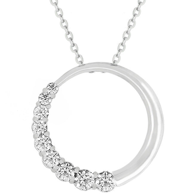 Clever Spark Modern Line Graduated Cubic Zirconia Circle Pendant - Friggin Jewelry Fashion