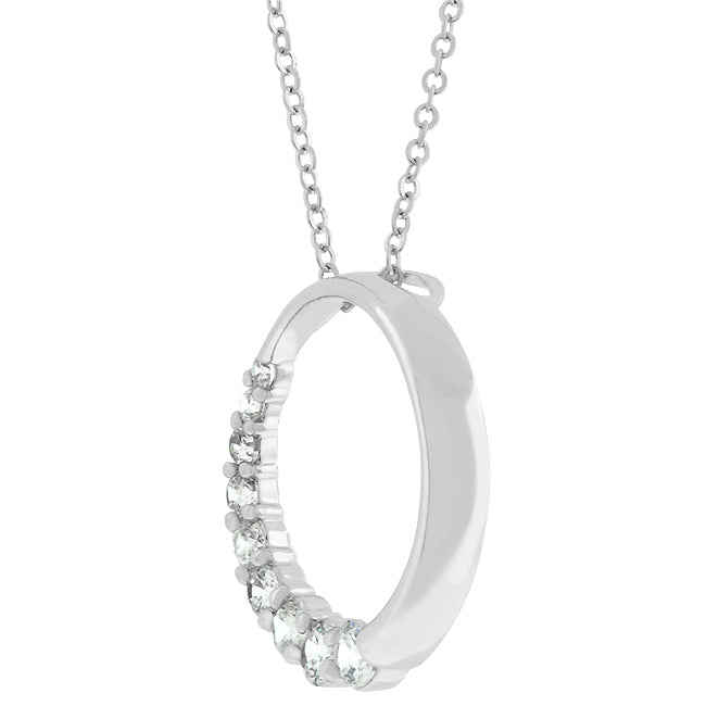 Clever Spark Modern Line Graduated Cubic Zirconia Circle Pendant - Friggin Jewelry Fashion