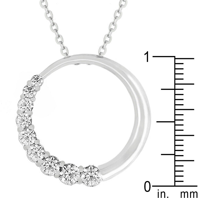 Clever Spark Modern Line Graduated Cubic Zirconia Circle Pendant - Friggin Jewelry Fashion