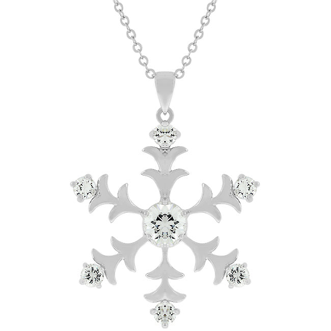 Bright Spark Confident Edit Rhodium Plated Snowflake Pendant - Friggin Jewelry Fashion Winter