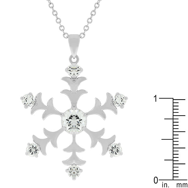 Bright Spark Confident Edit Rhodium Plated Snowflake Pendant - Friggin Jewelry Fashion Winter