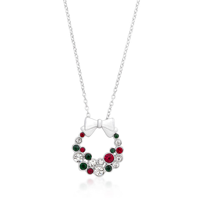 Polished Edge Timeless Edit Holiday Wreath Colored Crystal Pendant - Friggin Jewelry Fashion Winter