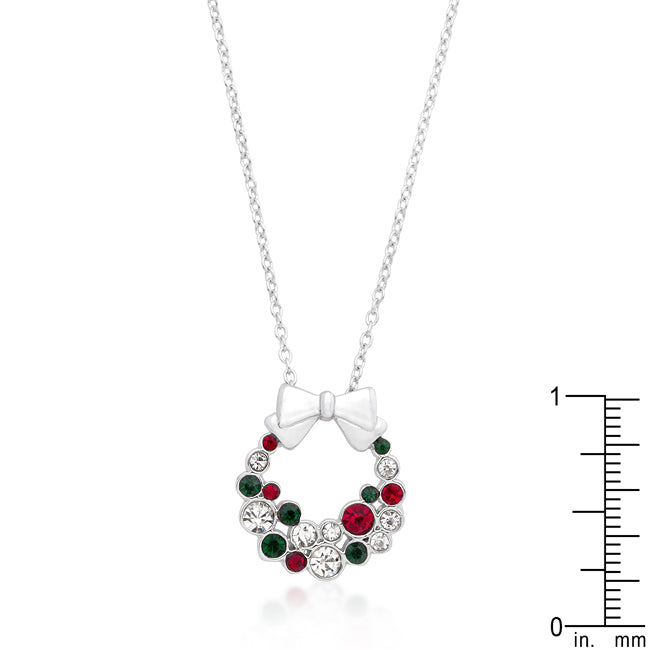 Polished Edge Timeless Edit Holiday Wreath Colored Crystal Pendant - Friggin Jewelry Fashion Winter