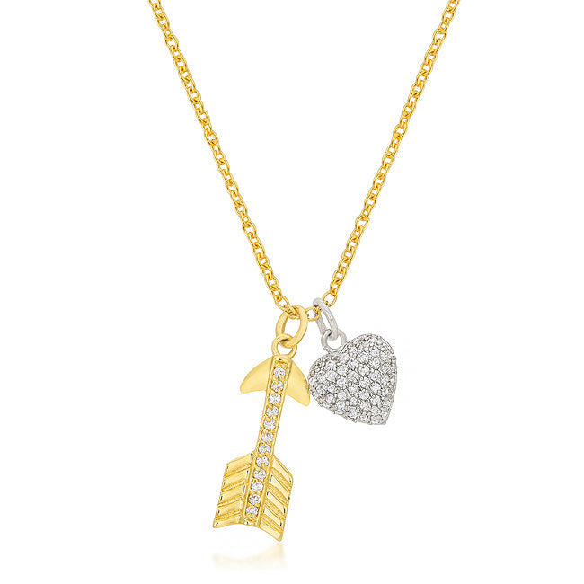 Pure Form Modern Series Pave Heart and Arrow Pendant - Friggin Jewelry Fashion