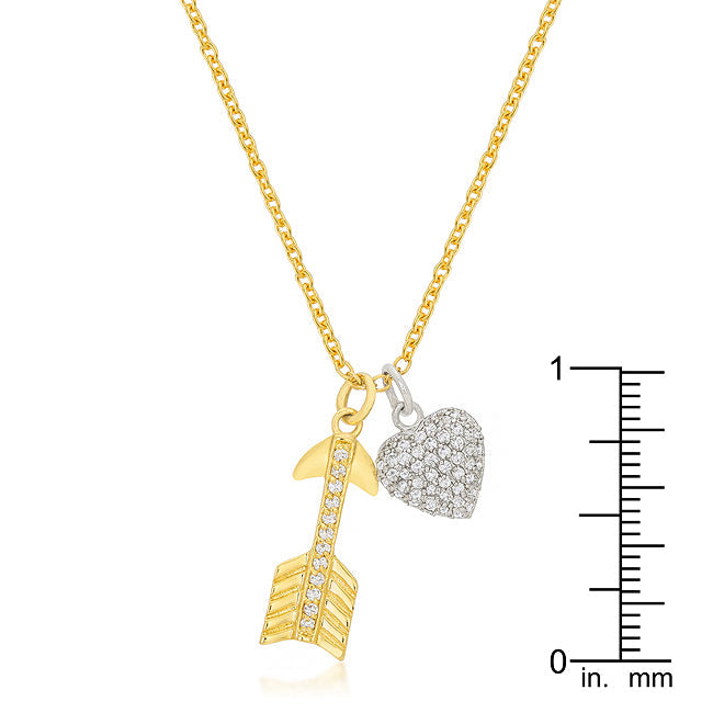 Pure Form Modern Series Pave Heart and Arrow Pendant - Friggin Jewelry Fashion