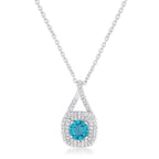 Minimal Edge Timeless Edit Christal 1.2ct Aqua CZ Rhodium Classic Necklace - Friggin Jewelry Fashion