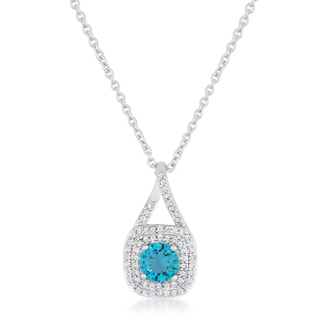Minimal Edge Timeless Edit Christal 1.2ct Aqua CZ Rhodium Classic Necklace - Friggin Jewelry Fashion