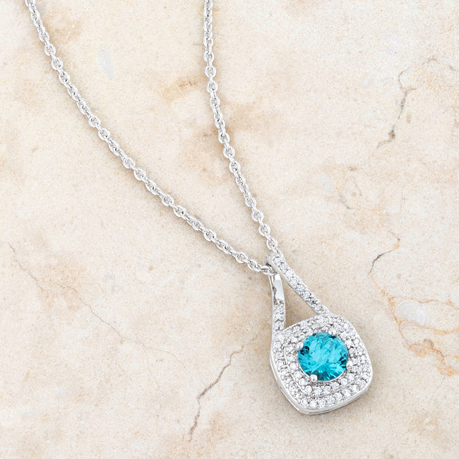 Minimal Edge Timeless Edit Christal 1.2ct Aqua CZ Rhodium Classic Necklace - Friggin Jewelry Fashion