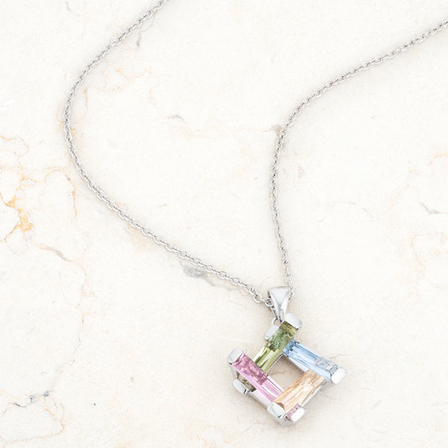 Refined Whisper Signature Edit Myra Necklace 10ct Multicolor Rhodium Necklace - Friggin Jewelry Fashion