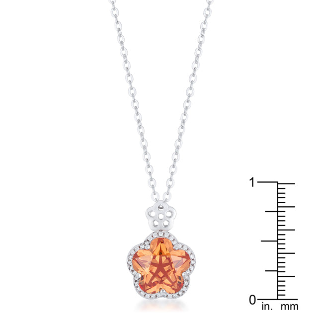 Iconic Whisper Everyday Line Beautiful Floral Cut Champagne CZ Pendant - Friggin Jewelry Fashion