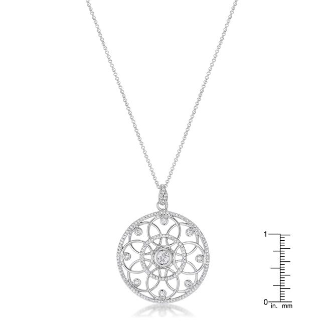 Timeless Spark Heritage Edit 1.4 Ct Rhodium Pendant Necklace with Interlocking Circles and CZ - Friggin Jewelry Fashion