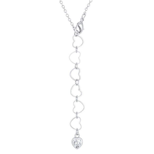 Refined Edge Signature Line Sweet and Romantic Rhodium Melded CZ Hearts Necklace - Friggin Jewelry Fashion