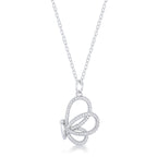Cheeky Rebel Bold Edit Whimsical Rhodium CZ Butterfly Pendant and Necklace - Friggin Jewelry Fashion