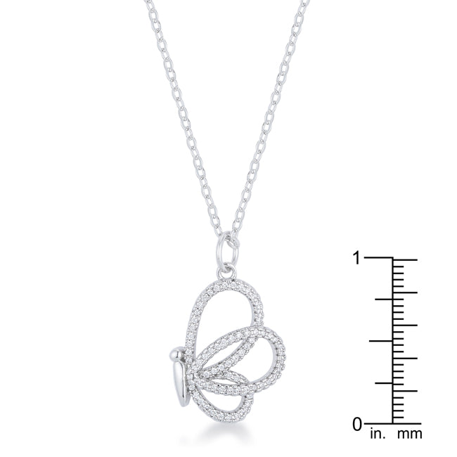 Cheeky Rebel Bold Edit Whimsical Rhodium CZ Butterfly Pendant and Necklace - Friggin Jewelry Fashion