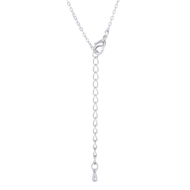 Velvet Heroine Bold Line Rhodium Necklace with CZ Disk Pendant - Friggin Jewelry Fashion