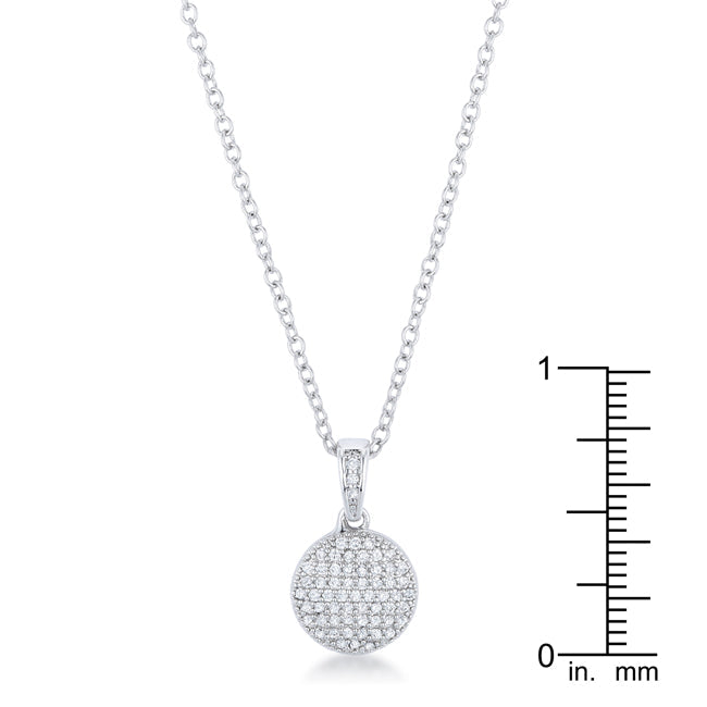 Velvet Heroine Bold Line Rhodium Necklace with CZ Disk Pendant - Friggin Jewelry Fashion