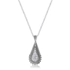 Timeless Sovereign Classic Edit .37 Ct Tear Drop Rhodium Pendant Necklace with CZ - Friggin Jewelry Fashion