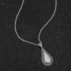 Timeless Sovereign Classic Edit .37 Ct Tear Drop Rhodium Pendant Necklace with CZ - Friggin Jewelry Fashion