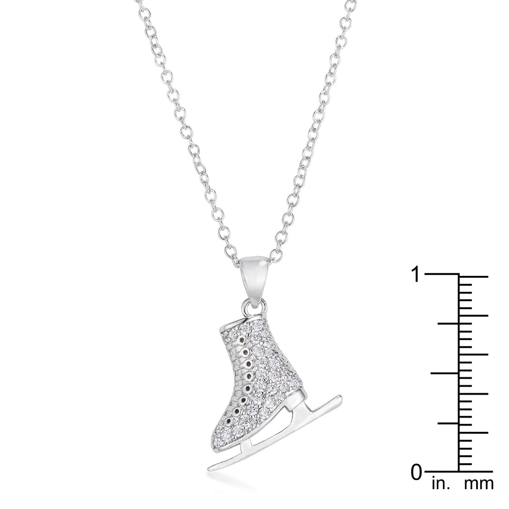 Gilded Temptress Bold Edit Delicate .4Ct Rhodium Plated Ice Skate Pendant - Friggin Jewelry Fashion Winter