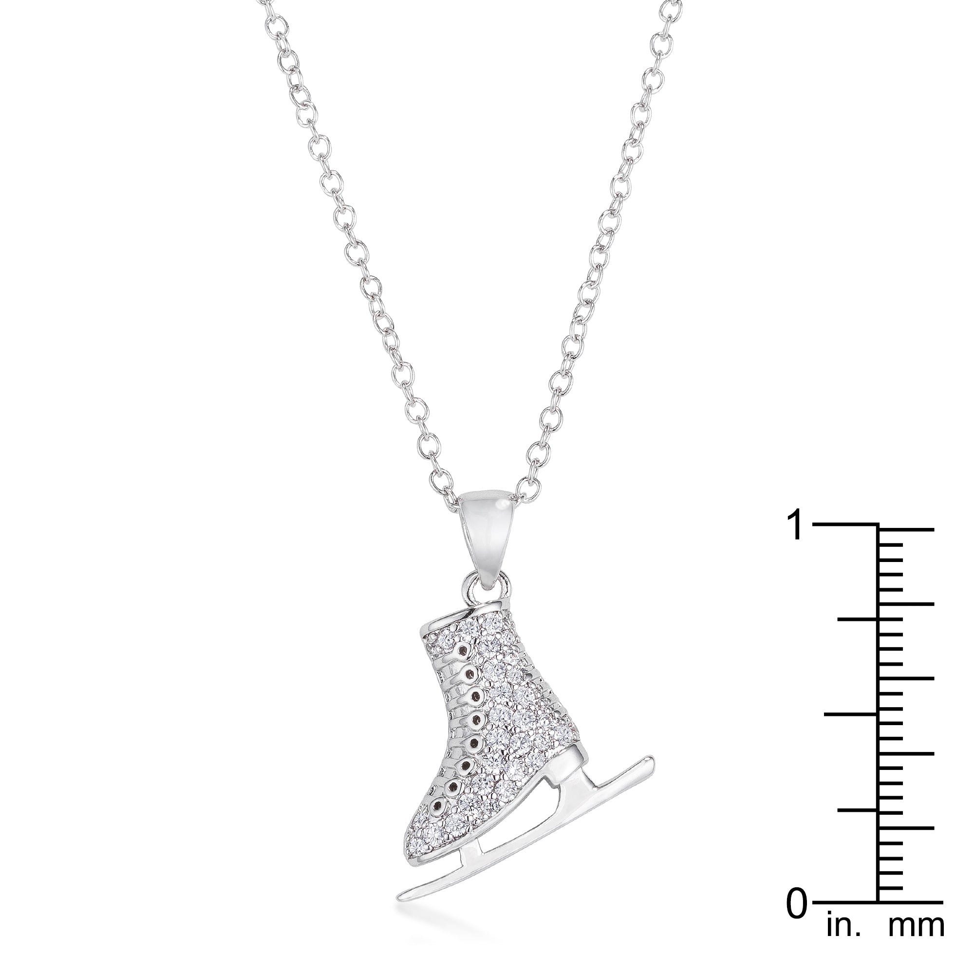 Gilded Temptress Bold Edit Delicate .4Ct Rhodium Plated Ice Skate Pendant - Friggin Jewelry Fashion Winter