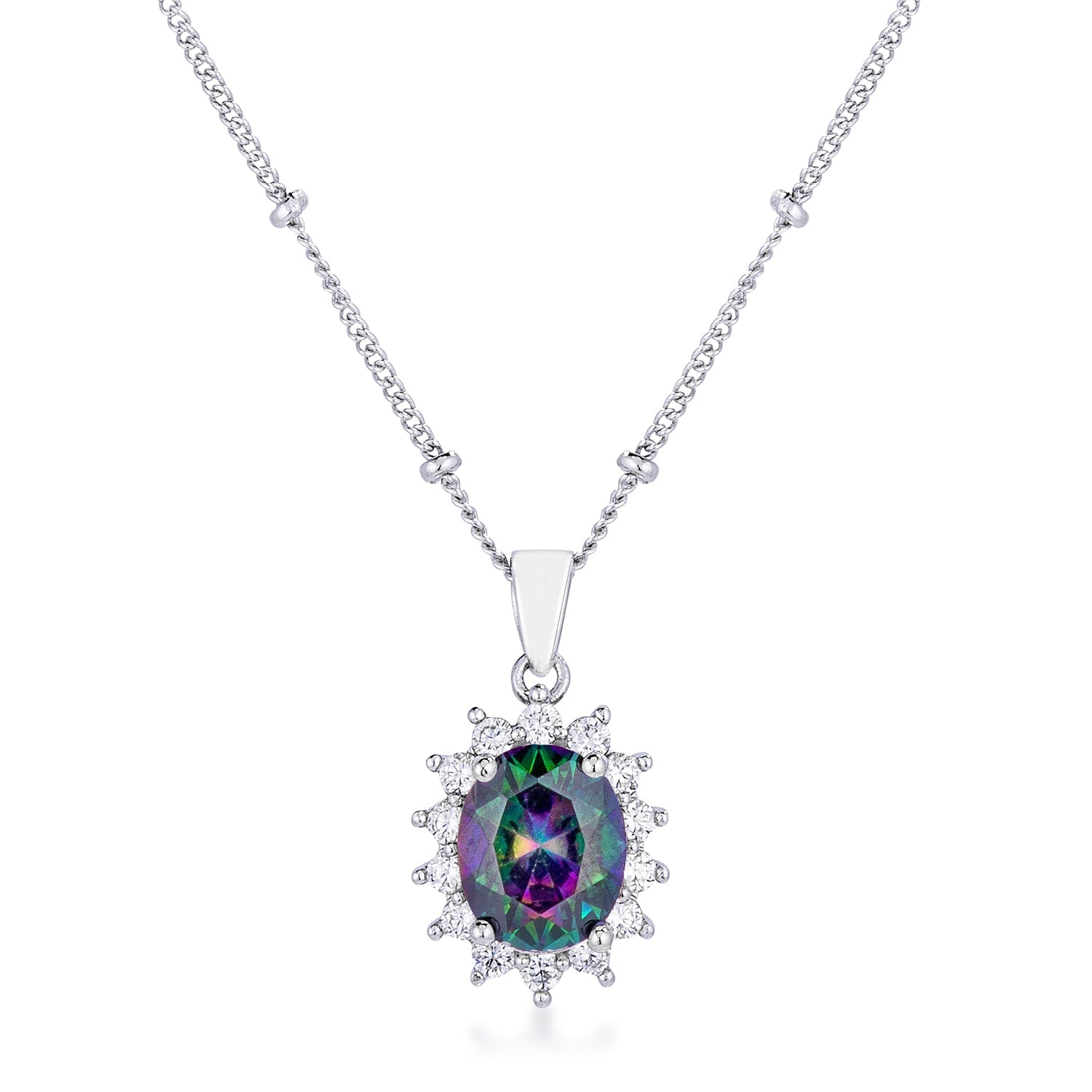 Cheeky Spark Heritage Line Rhodium Plated Mystic Petite Royal Oval Pendant - Friggin Jewelry Fashion