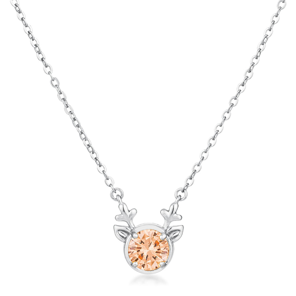Bright Spark Confident Edit 3.88Ct Rhodium Reversible Champagne CZ Reindeer Pendant - Friggin Jewelry Fashion Winter