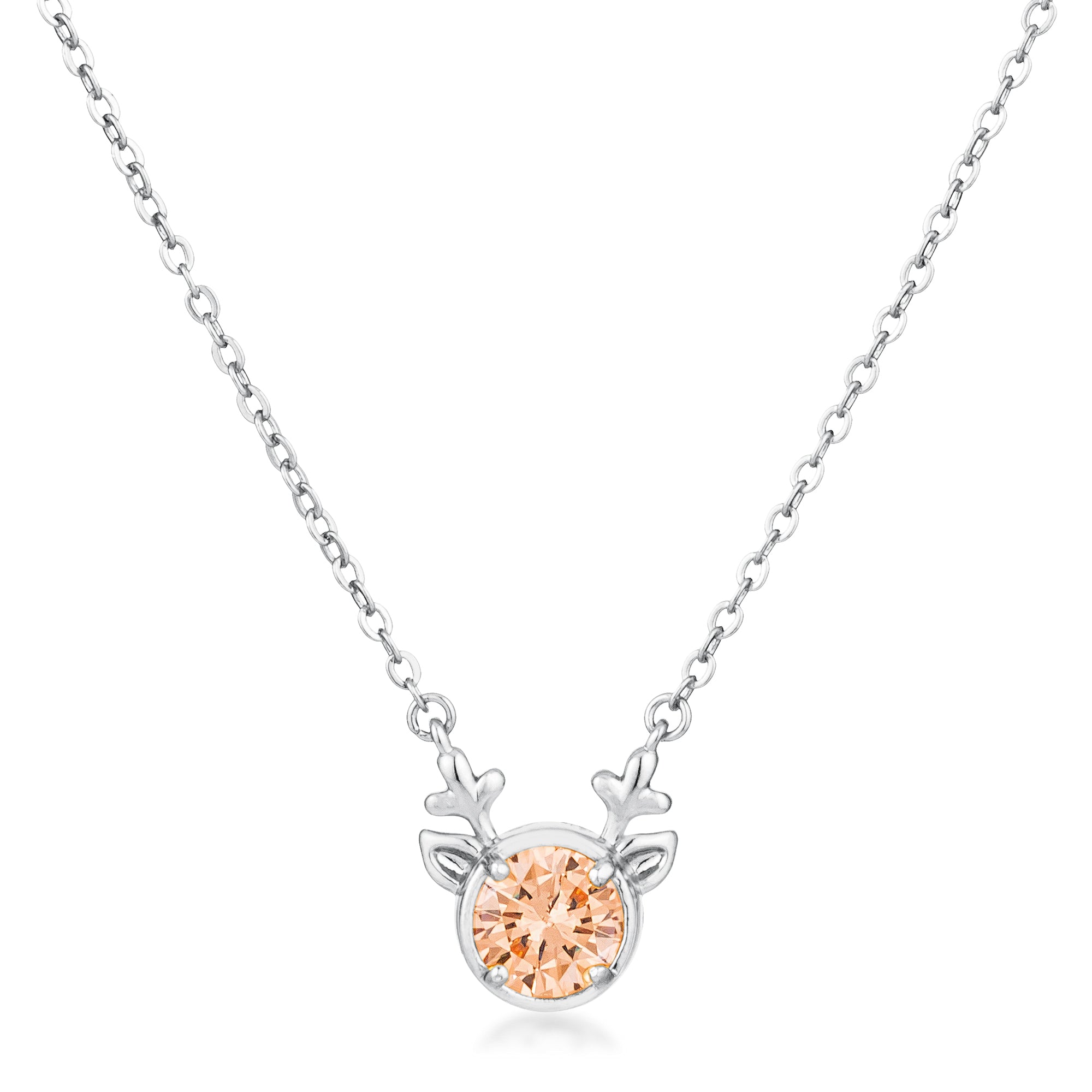 Bright Spark Confident Edit 3.88Ct Rhodium Reversible Champagne CZ Reindeer Pendant - Friggin Jewelry Fashion Winter