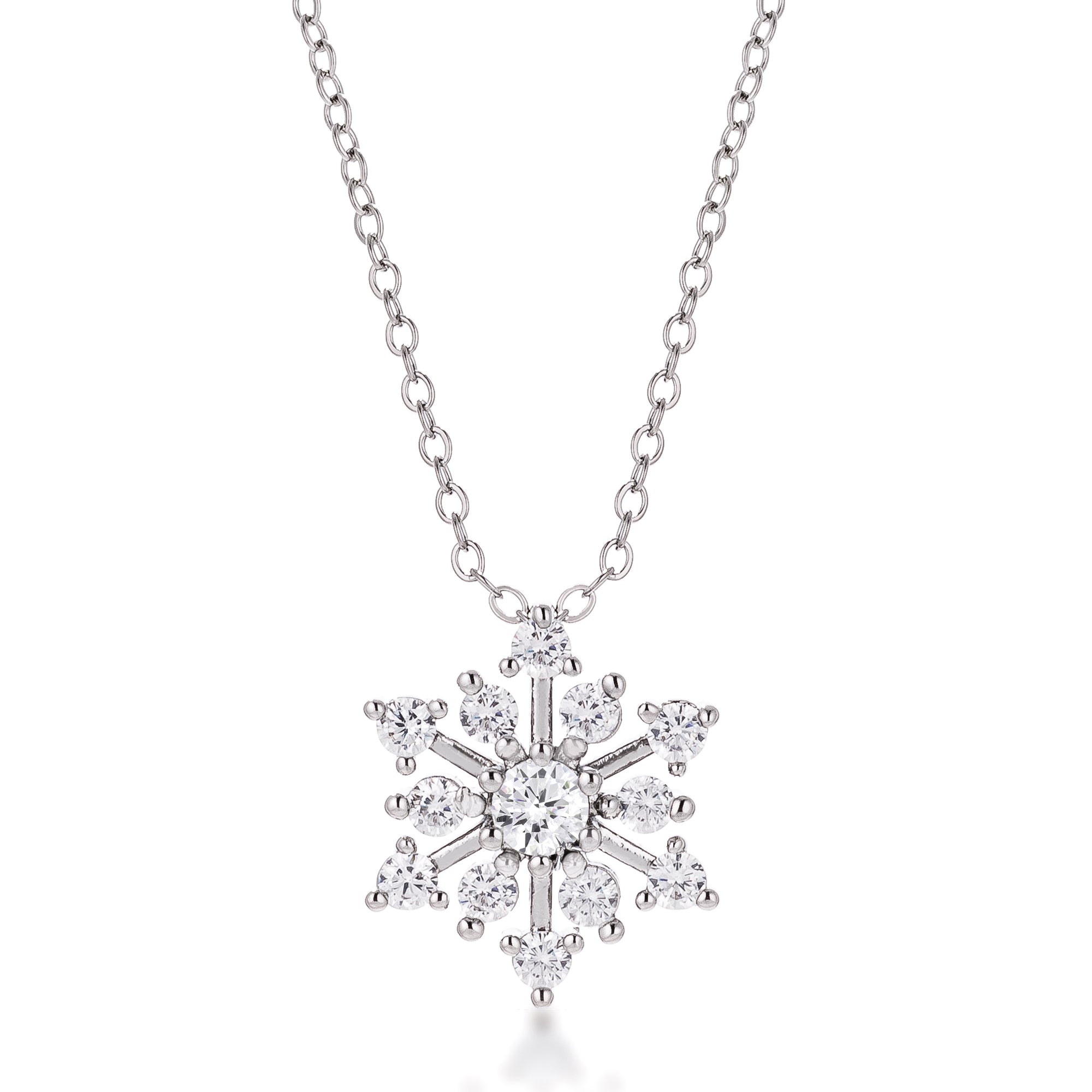 Witty Detail Studio Line Contemporary CZ Snowflake Necklace - Friggin Jewelry Fashion Winter