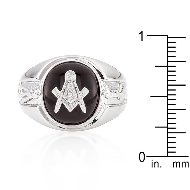 Irreverent Edge Cheeky Edit Rhodium Plated Onyx Mens Ring - Friggin Jewelry Fashion