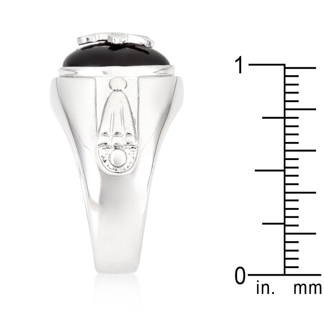 Irreverent Edge Cheeky Edit Rhodium Plated Onyx Mens Ring - Friggin Jewelry Fashion