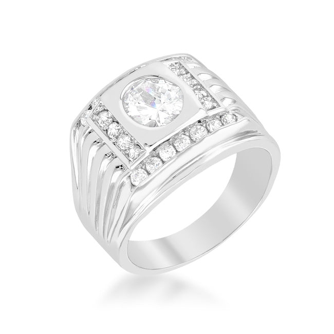 Effortless Charm Daily Icon Mens Cubic Zirconia Square Ring - Friggin Jewelry Fashion