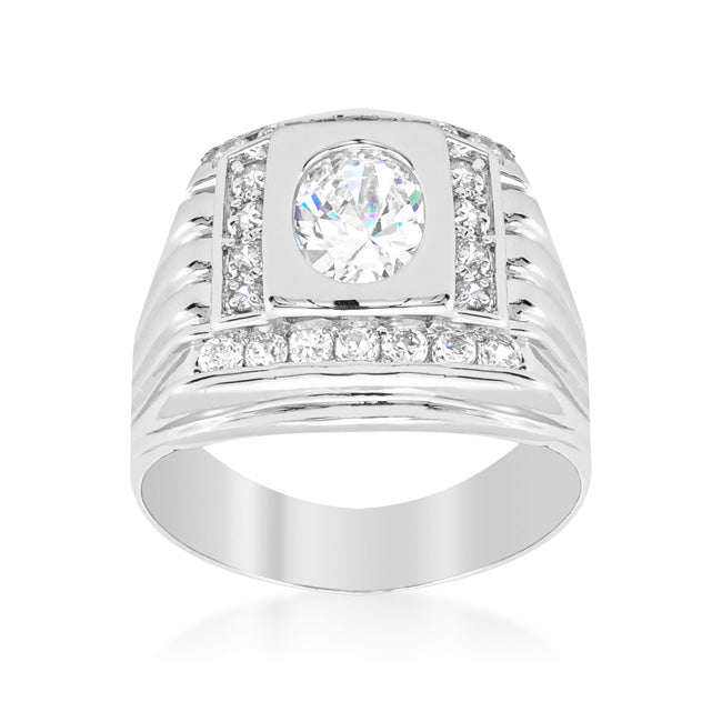 Effortless Charm Daily Icon Mens Cubic Zirconia Square Ring - Friggin Jewelry Fashion