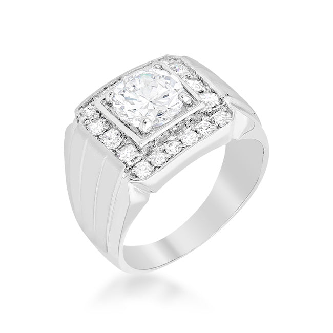 Bold Detail Modern Muse Mens Two-tone Finish Cubic Zirconia Ring - Friggin Jewelry Fashion