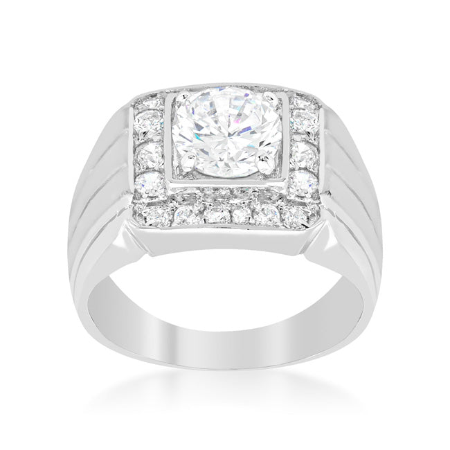 Bold Detail Modern Muse Mens Two-tone Finish Cubic Zirconia Ring - Friggin Jewelry Fashion