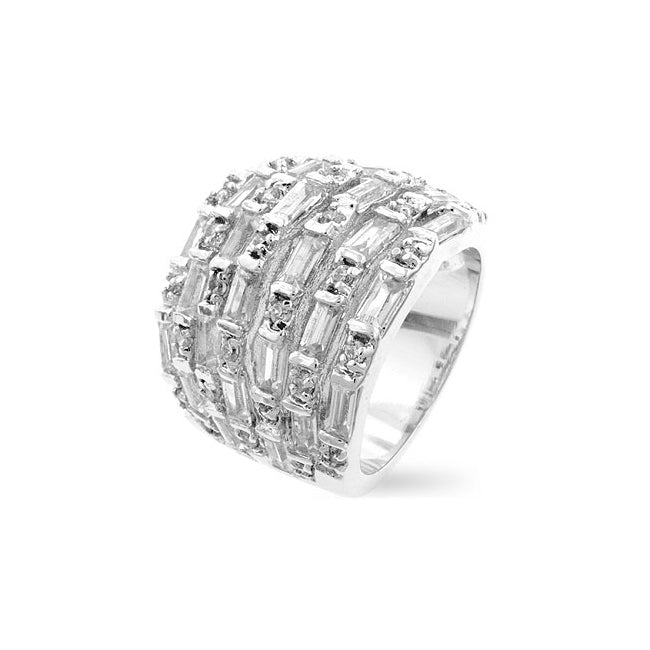Heritage Form Modern Icon Multi Row Cubic Zirconia Fashion Ring - Friggin Jewelry Fashion