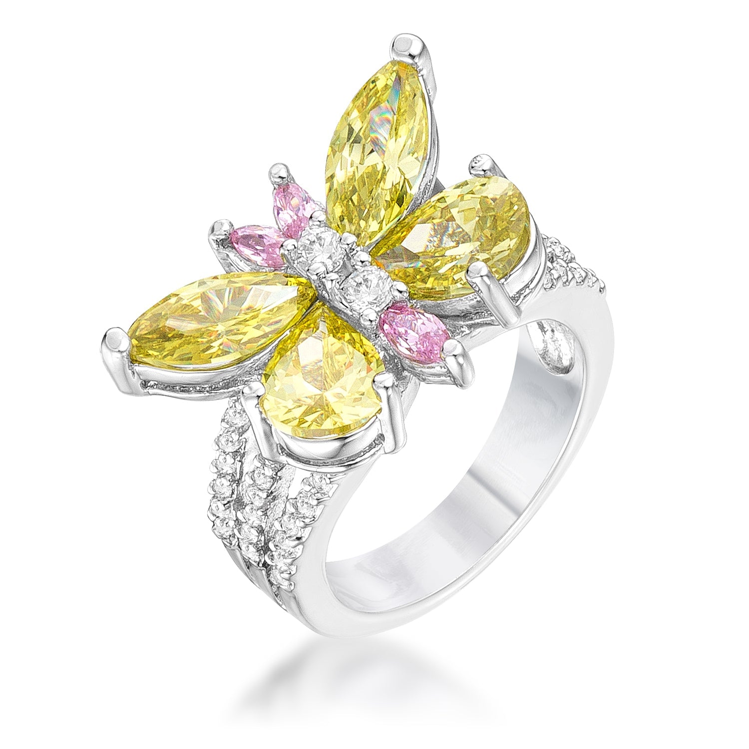 Twilight Drama Studio Edit Rhodium Plated Butterfly Cocktail Ring - Friggin Jewelry Fashion