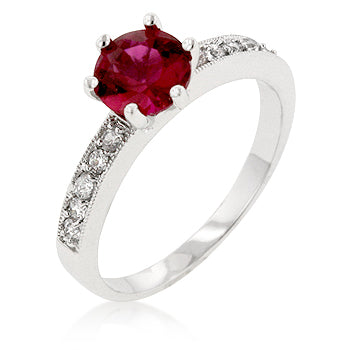 Sleek Spark Polished Line Petite Garnet Red Engagement Ring - Friggin Jewelry Fashion